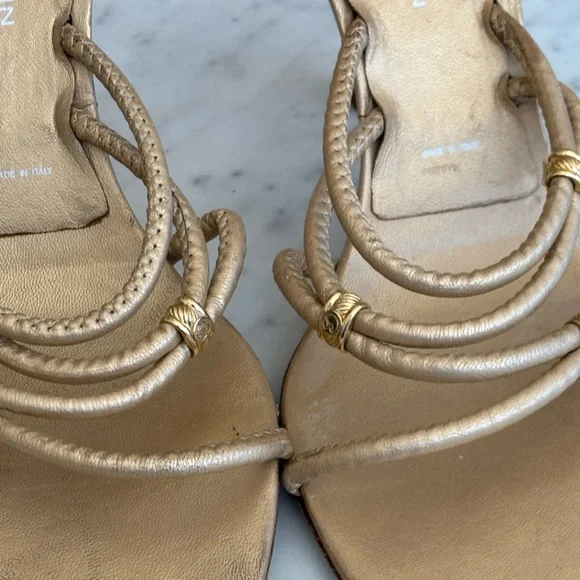 St. John Metallic Gold Women's Sandals - Picture 2 of 9